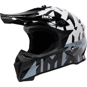 Helma na motorku IMX FMX-02 BLACK/WHITE/GREY/METALLIC GREY GLOSS GRAPHIC helma S