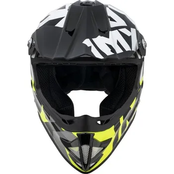 Helma na motorku IMX FMX-01 JUNIOR BLACK/WHITE/FLO YELLOW/GREY dětská helma M