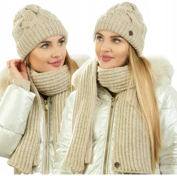Čepice Dámský set módní ČEPICE , teplý zimní šátek Vyrobeno Polské 23501