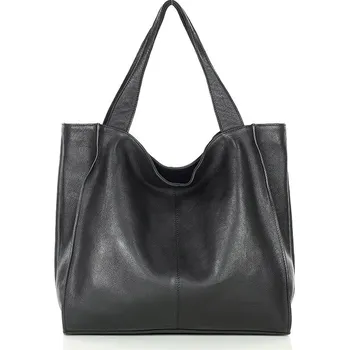 Kabelka Marco Mazzini Městská nákupní taška MAZZINI ručně vyrobená z pravé kůže; černá