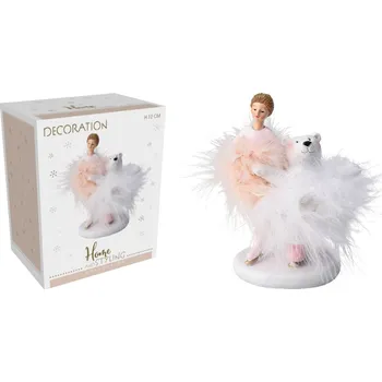 Vánoční dekorace Lední medvěd s andělem 12 cm