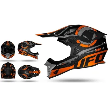Helma na motorku UFO 2023 helma na motokros INTERPID barva černá / oranžová / šedivá veliksot XL
