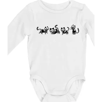 Kočky kostry - Body kojenecké s dlouhým rukávem - Dlouhý r. 3-6 měs ( Bílá )