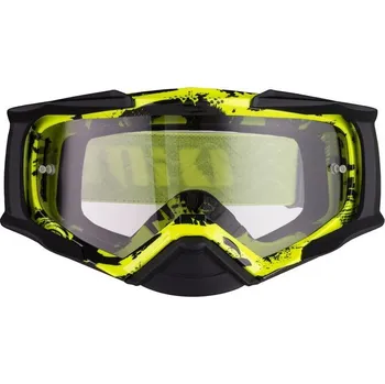 Motocyklové brýle IMX DUST GRAPHIC FLO YELLOW/BLACK MATT brýle - sklo DARK SMOKE + CLEAR