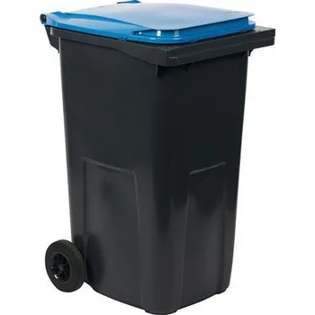 Popelnice Plastová venkovní popelnice na tříděný odpad, objem 240 l, černá/modrá