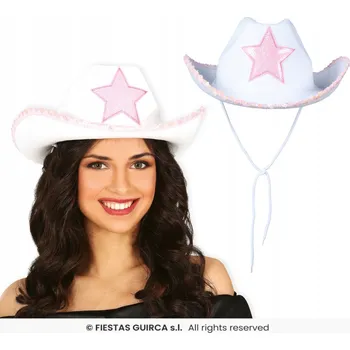 Karnevalový doplněk Kovbojský klobouk bílý s hvězdou - na rozlučku se svobodou, párty