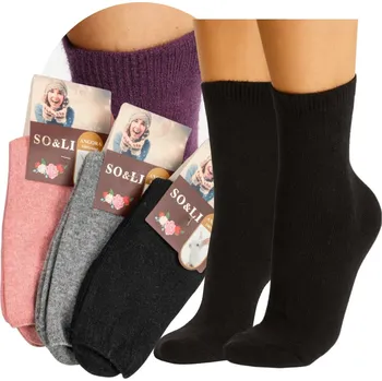 Dámské oblečení 3x Dámské Ponožky PEVNÉ VLNĚNÉ TEPLÉ ZIMNÍ PONOŽKY 39-42