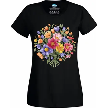 Dámské tričko Pugét Květin (Velikost: 4XL, Barva: Černá)