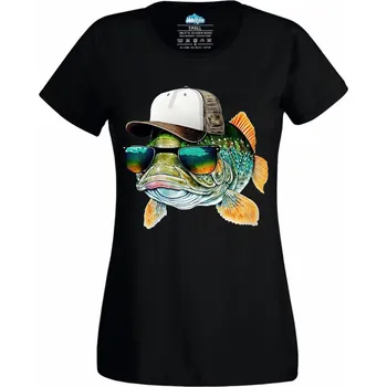 Dámské tričko Dámské tričko Cool Kapr v Brýlích (Velikost: 3XL, Barva: Černá)