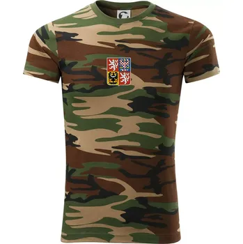 Pánské tričko Velký státní znak ČR - Army CAMOUFLAGE - S ( Hnědý maskáč )