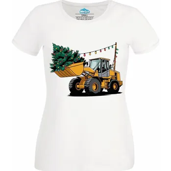 Dámské tričko Dámské tričko Vánoční Nakladač (Velikost: XS, Barva: Bílá)