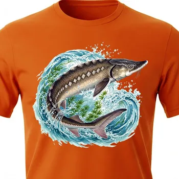 Chlapecké tričko Dětské rybářské tričko Jeseter - velikost 146, Barva Oranžová