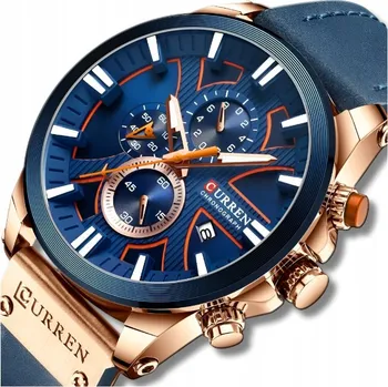 Hodinky Pánské quartzové datumovka Pánské hodinky Curren s koženým pouzdrem a chronografem