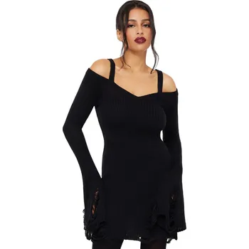 Dámské šaty šaty dámské s dlouhým rukávem KILLSTAR - Night Widow - Black - 3XL