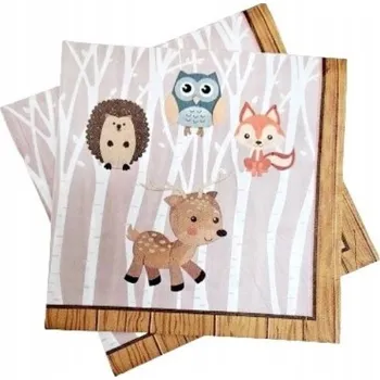 Papírový ubrousek Ubrousky Woodland Lesní Zvířátka Zvířata 20ks 33x33cm