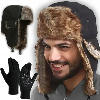 Čepice ČEPICE ZIMNÍ S KŠILTEM, SKRYTÉ NÁUŠNÍKY, TEPLÉ RUKAVICE - ZIMNÍ SADA