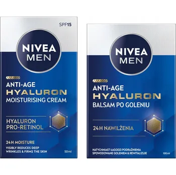 NIVEA MEN Anti-Age Hyaluron Pánská Sada: Krém 50 ml + Balzám po holení 100 ml