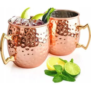 Prem-Copper Měděný hrnek na vodu 550ml 2 KUSY měděný tepaný