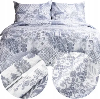 Povlečení Sada povlečení 200x220 100% PŘÍRODNÍ BAVLNA Pava modrý ornament