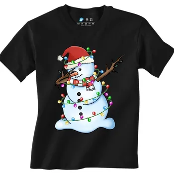 Chlapecké tričko Dětské tričko Vánoční Dabující Sněhulák (Velikost: 3-4, Barva: Černá)