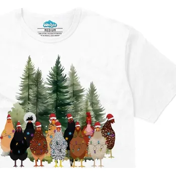 Pánské tričko Pánské tričko Vánoční Slepice v Lese (Velikost: XL, Barva: Bílá)