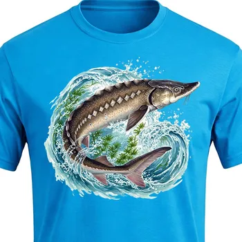 Chlapecké tričko Dětské rybářské tričko Jeseter - velikost 146, Barva Tyrkysová