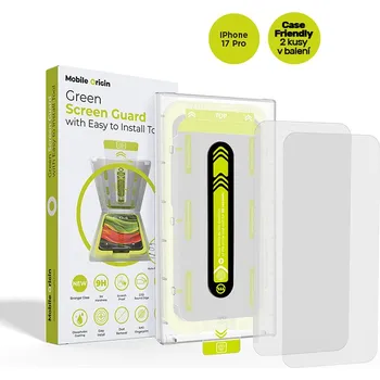 Tvrzené sklo MOBILE ORIGIN pro Apple iPhone 17 Pro - s aplikátorem - kompatibilní s krytem (case friendly) - sada 2 kusů