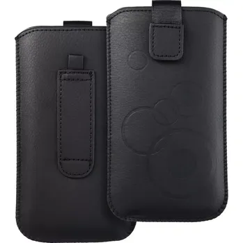 Univerzální kapsička Forcell DEKO 158 × 90 mm – černá (Univerzální pouzdro Forcell DEKO – černá koženka, semišový vnitřek, suchý zip, rozměr 158 × 90 mm)