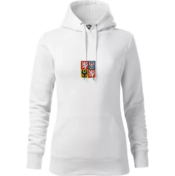 Dámská mikina Velký státní znak ČR - Mikina dámská Cape s kapucí - XS ( Bílá )