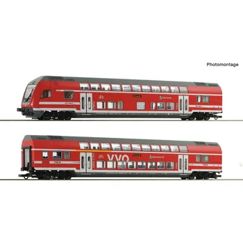 Vláček a vláčkodráha Roco 2dílná sada: Patrový vůz DB AG, digitální - 6200066