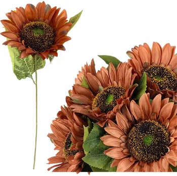umělá květina UMĚLÁ SLUNEČNICE HNĚDÁ 38 Cm JEDNOTLIVÁ KVĚTINA DEKORATIVNÍ DEKORACE VÁZA