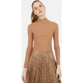 Podprsenka STRADIVARIUS Hnědá proužkovaná halenka (M)