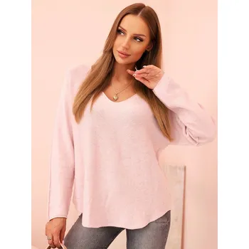 Dámský svetr Dámský volný svetr IT88 ve světle růžové barvě, VELIKOST UNI ( S, M , L )