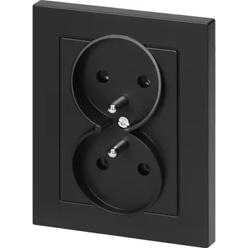 Elektrická zásuvka Dvojitá vestavná zásuvka 2x2P+E Malta 16A, 250V, PT-6M, matná černá