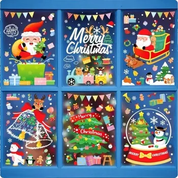 Vánoční dekorace SAMOLEPKY NA OKNA VÁNOČNÍ DEKORACE 6 LISTŮ A4 DÁREK Mikuláš