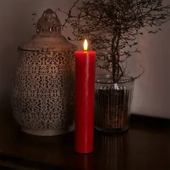 Svíčka SIRIUS Vosková LED svíčka Sille, červená, Ø 5 cm, 25 cm