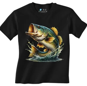 Chlapecké tričko Dětské tričko Výskakující Okoun z Vody (Velikost: 3-4, Barva: Černá)