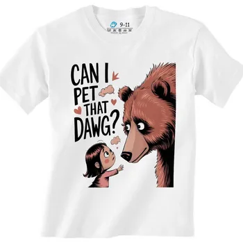 Dívčí oblečení Dětské tričko Můžu si pohladit toho psa? (Barva: Bílá)