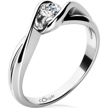 Prsten Couple, Působivý zásnubní prsten Annie, bílé zlato a zirkon, vel. 55, prům. 17.5 mm, 585-68-1-4134.1B00.0.55.001