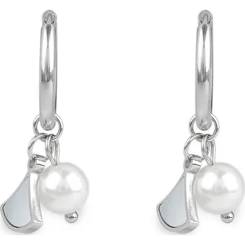 Náušnice Náušnice z nerezové oceli kroužky s perlou Varianta: 1 stříbrná, Balení: 1 pár