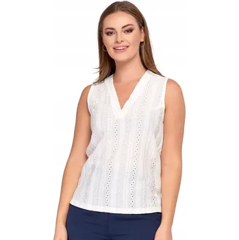 Dámská halenka ELEGANTNÍ Dámská elegantní halenka s krajkovým vzorem, bez rukávů, výstřih do V MORAJ BÍLÁ L