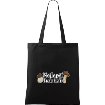Nejlepší houbař - nápis s houbama - Taška bavlněná - 42 x 38 cm ( Černá )