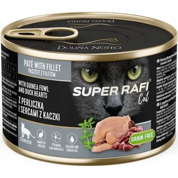 Krmivo pro kočku Vlhké krmivo pro kočky Super Rafi 185g s perličkou a kachními srdíčky