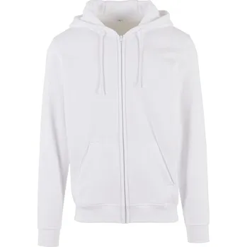 pracovní mikina Build your Brand Mikina BY 012 na zip s kapucí, z těžké bavlny COT56001200115-white Bílá 5XL