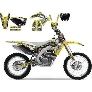 Samolepicí dekorace na vozidlo BLACKBIRD sada ochranných nálepek SUZUKI RM-Z 450 08-16 14 TRIBAL SKULL 2