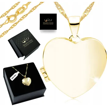 Náhrdelník ZLATÝ DÁMSKÝ SINGAPURSKÝ ŘETÍZEK S OTEVÍRAJÍCÍM SRDCE STŘÍBRO 925, DÁREK