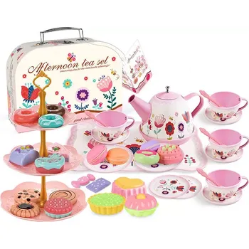 Dětská kuchyňka čajová sada v kufříku s filiżankami, talířky a dortíky