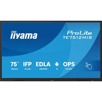 Monitor 75" iiyama TE7512MIS-B4AG:IPS,4K,40P,USB-C