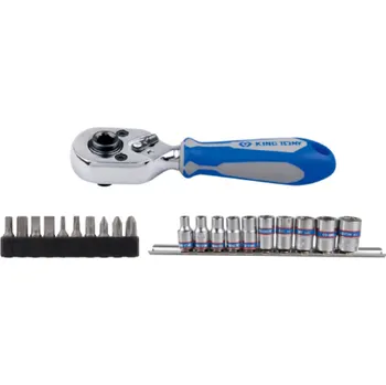 Bit Sada bitů a hlavic, ráčna s páčkou 1/4 a držákem bitů 21 ks King Tony 2501MR