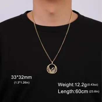 Přívěsek Fénix ochranný amulet s keltským půlměsícem | keltský přívěsek | ocelový šperk - J